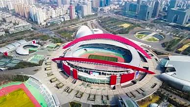 4K航拍南京地标奥林匹克体育中心南奥体视频的预览图